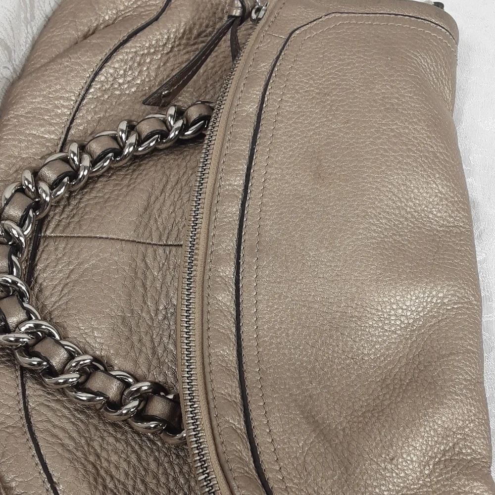 B. Makowsky Gold Metallic Leather Hobo Shoulder Bag.